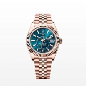 Super Clone Rolex Sky Dweller Watch Verose Gold with Blue Green Dial 42mm m336935-0005