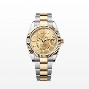 Super Clone Rolex Sky Dweller Watch Gold with Champagne Dial 42mm m336933-0001