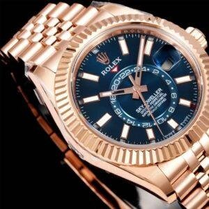 Super Clone Rolex Sky Dweller Watch Verose Gold with Blue Green Dial 42mm m336935-0005