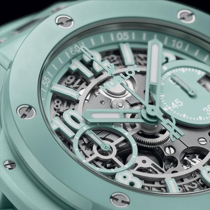 5 High-end clone Hublot Big Bang Unico Mint Green Ceramic watch 441.GS.5221.RX