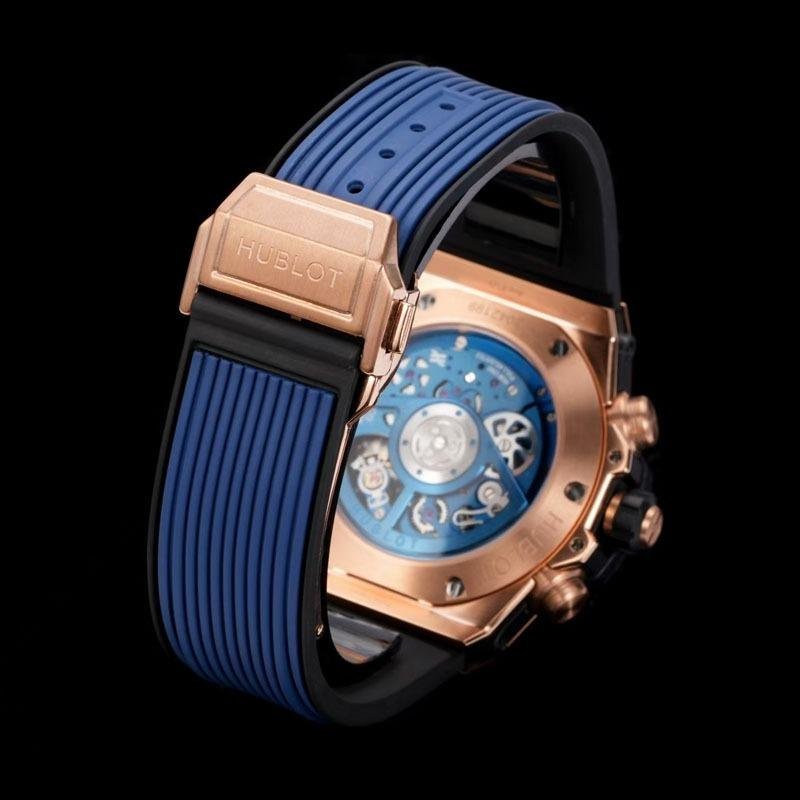 8 Super Clone Hublot Big Bang Unico King Gold Blue Ceramic Watch 421.OL.5180.RX