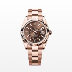 Top 1:1 replica Rolex Sky Dweller m336935-0002 Rose Gold Chocolate Disk Dual Time Zone Mechanical Watch