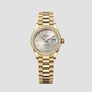 Clone Rolex Lady Catejust Oyster, 28 mm, yellow gold and diamonds m279138rbr-0017