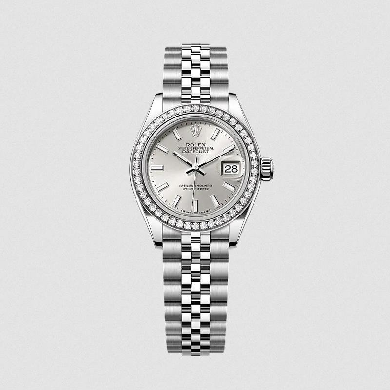 clone Rolex Lady-Datejust Oyster, 28 mm, Oystersteel, white gold and diamonds m279384rbr-0007