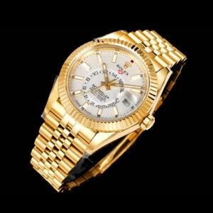 Top 1:1 replica Rolex Sky Dweller m336938-0006 gold white disk dual time zone mechanical wristwatch
