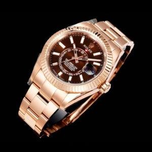 Top 1:1 replica Rolex Sky Dweller m336935-0002 Rose Gold Chocolate Disk Dual Time Zone Mechanical Watch