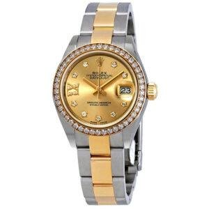Clone Rolex Lady-Datejust 28mm Champagne Diamond Dial m279383rbr-0022 Replica Watch