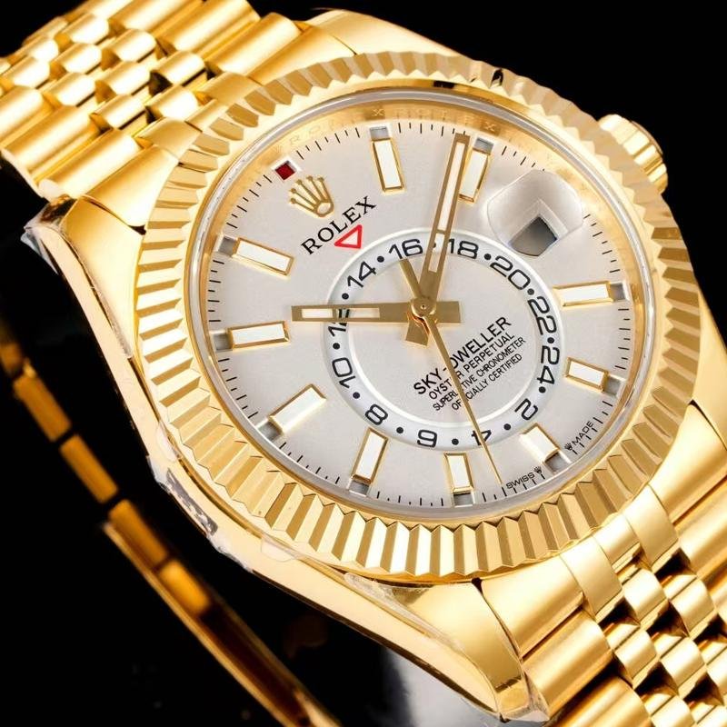 3 Top 1:1 replica Rolex Sky Dweller m336938-0006 gold white disk dual time zone mechanical wristwatch