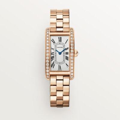 Clone Cartier Tank Am é ricaine Watch Small Model Rose Gold WJTA0056